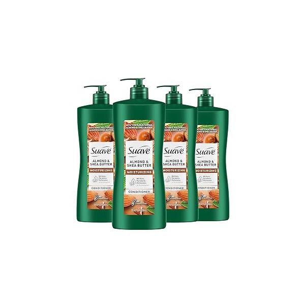 Suave Moisturizing Conditioner with 100% Natural Almond & Shea Butter, No Dyes, Parabens, Phthalates, 28 oz Pack of 4