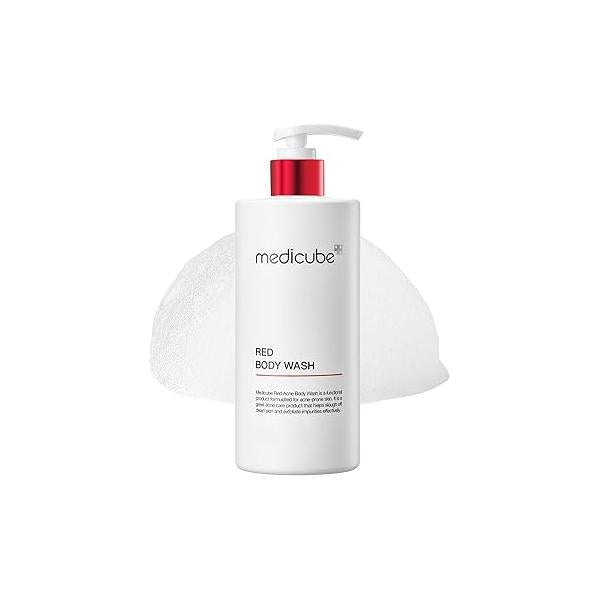 medicube Red Acne Body Wash 14.10 Fl.oz I Low pH and Hydrating Cleanser with Salicylic Acid, Lactic Niacinamide Hyaluronic Acid Suitable for Bacne Treatment | Korean Skin Care