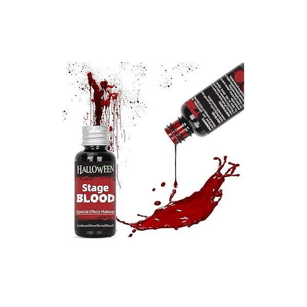 Halloween Stage Fake Blood, Edible Blood Realistic Effect Sticky Makeup for Eyes Drips Teeth Mouth Nose Bleeds Performance, Halloween, Face Paint, Costumes, & Zombie Sfx