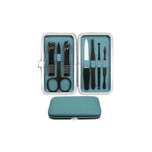 Manicure Pedicure Set Personal Care Nail Clipper Kit 7 PCS and for Men Suitable Travel(Brown) Present Husband Boyfriend Parent