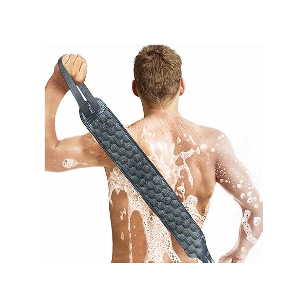 Inmorven Exfoliating Back Scrubber for Shower with Handles, 30 Inch Double-Sided Exfoliator Body Scrub Towel, Washcloth Bath Tool use in Shower, to Clean Skin Men & Women