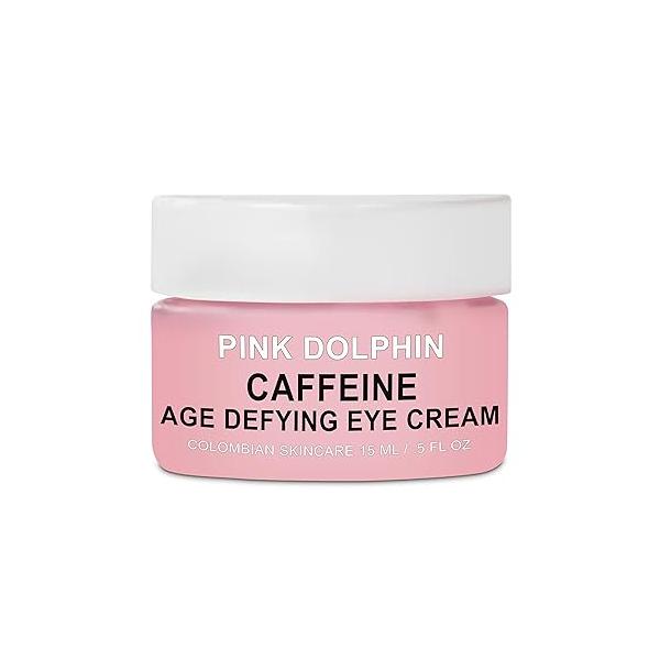 Pink Dolphin Caffeine Eye Cream - Anti-Aging Treatment for Dark Circles, Puffiness & Fine Lines Hydrating Formula with Hyaluronic Acid Skincare - 0.5 fl oz