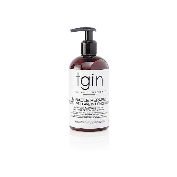tgin Miracle RepaiRx Protective Leave In Conditioner for Curly, Coily, and Wavy Hair, with Biotin Black Castor Oil, Repairs Restores Damaged, Color-Treated 13 oz