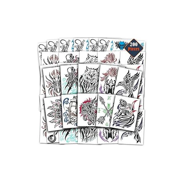 Tribal Tattoos for Men Women Adults Kids ~ 200 Pcs Pre-Cut Individual Temporary Realistic Party Favors Maui Costumes | Fake Totem