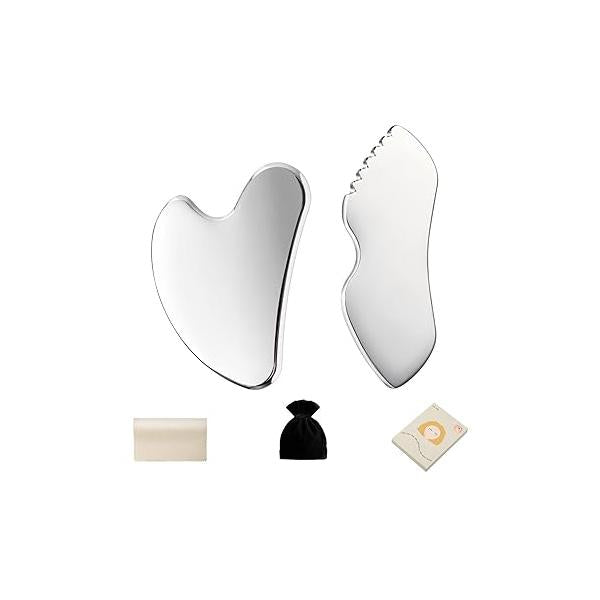 Stainless Steel Gua Sha Facial Tools Metal Detail Stone Body Lymphatic Drainage Massager Face Guasha Sculpting Tool Skin Care