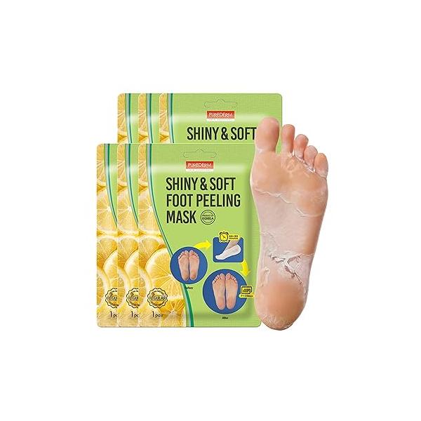 Purederm Shiny & Soft Foot Peeling Mask (3 pack) - For smooth and moist baby skin with Exfoliating peel off Calluses, Dry Skin, Cracked Heels Men Women