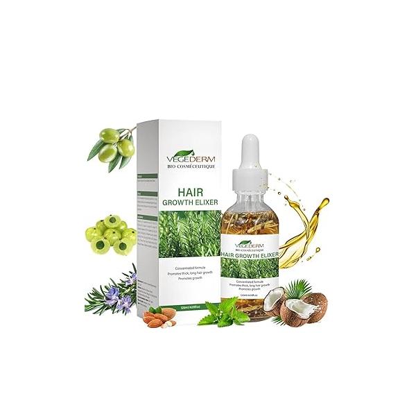 Hair Growth Elixir | Natural Oil for Scalp & Beard fall control Serum Women Men Rosemary, Castor Oil, Biotin Treatment Longer 4.05 Fl Oz