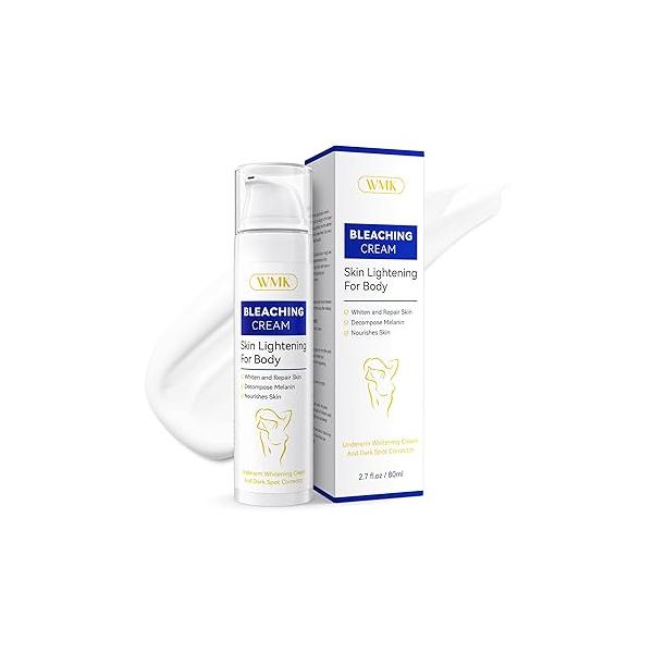 WMK Skin Lightening Cream for Intimate Areas - 80ml (2.7 fl oz) Bigger Size | Vitamin C Dark Spot Remover Underarms, Knees, Elbows & Bikini Line