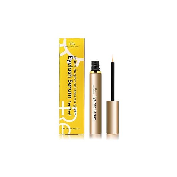 Premium Eyelash Growth Serum: Advanced Vegan Formula for Longer Thicker Lashes (Champagne Gold)