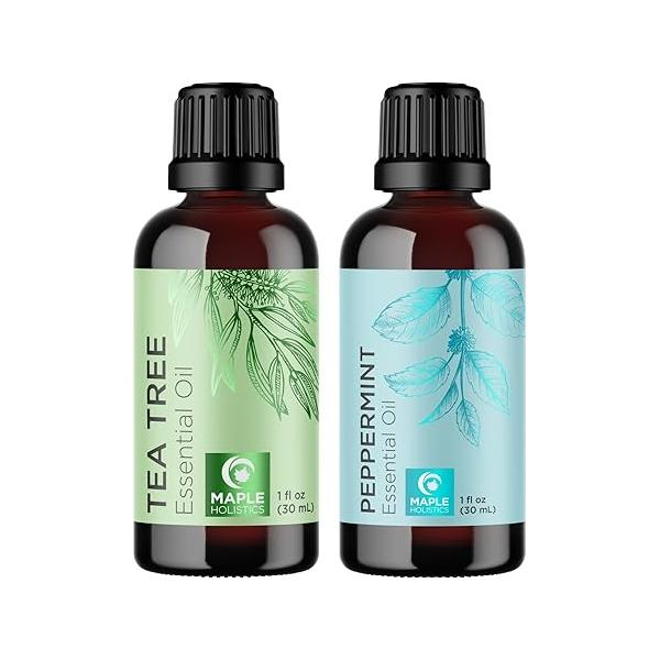 Premium Hair Oils for and Skin - Pure Peppermint Tea Tree Oil Growth Care Treatment Set with Essential 1 Fl Oz Each