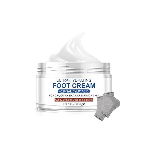 Ultra-Hydrating Foot Cream (Urea Conc. 40.67%), for Dry Cracked Heels and Feet, Pair with Moisturizing Heel Socks Treatment, Included (5.29 OZ/150g)