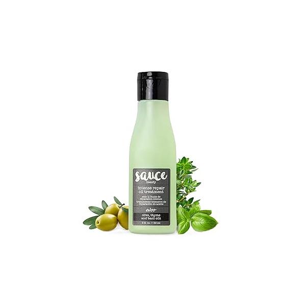 SAUCE BEAUTY Intense Repair Olive Oil Treatment - Hair for Curly w/Olive, Thyme & Basil Oils 2 Fl Oz Damaged Split Ends (EVOO)