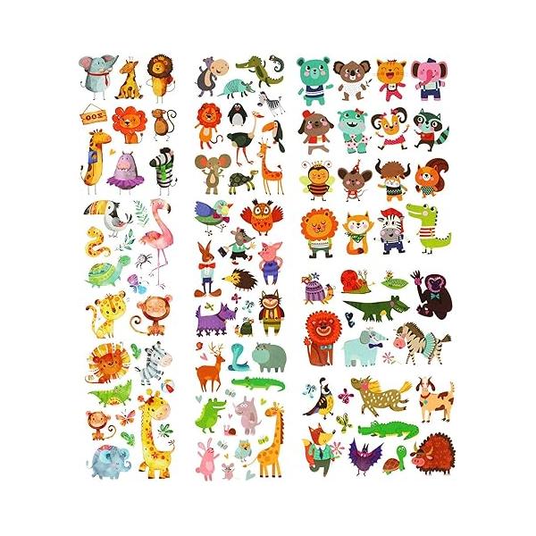 PHOGARY 200 Pieces 20 Sheets Animals Theme Temporary Tattoos Zoo Patterned Body Art Waterproof for Kids