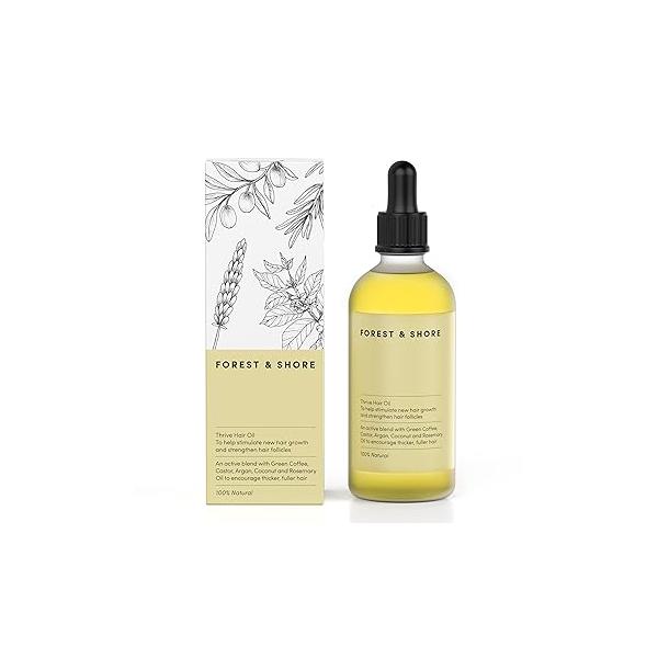 Forest & Shore Hair Growth Oil, 100% Natural, with Caffeine, Biotin, Castor , Argan Rosemary, Effective Serum for Damaged