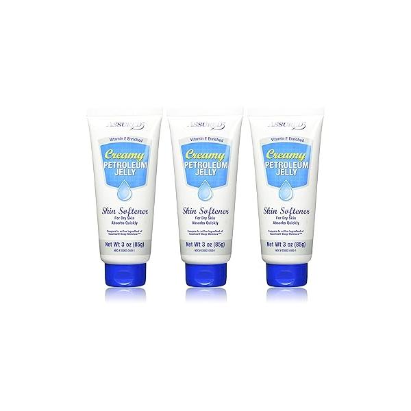 Creamy Petroleum Jelly Hand Cream for Dry, Rough Skin, 3 oz each (3 pack), Absorbs Quickly, Multi Pack, Softly Scented
