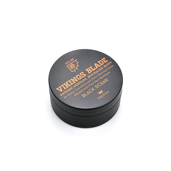VIKINGS BLADE Luxury Shaving Cream, Black Ocean Scent, Silky Buttery Smooth, Surfactant Base. Refreshing, Clean, Close, FOAMING Shave Cream