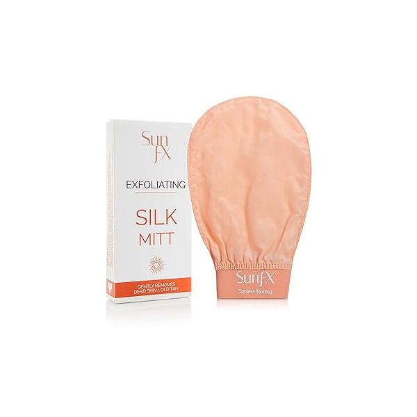 SunFX Exfoliating Silk Mitt - Gentle, Effective Exfoliation for Smooth, Radiant Skin Perfect Pre-Tan Prep and Removing Dead Cells