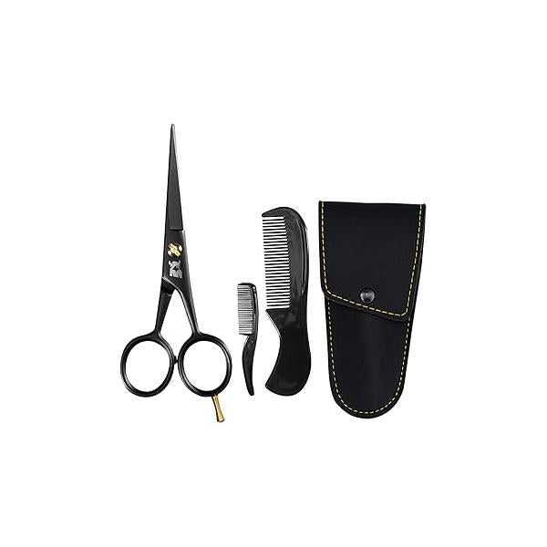 Striking Viking 5-Inch Professional German Beard & Mustache Scissors - Men’s Grooming Kit for Trimming Facial Hair with Comb, Comb Carry Case