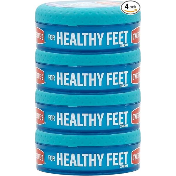 O'Keeffe's for Healthy Feet Foot Cream; Guaranteed Relief Extremely Dry; Cracked Feet; Instantly Boosts Moisture Levels; 3.2 Ounce Jar; (Pack of 4)