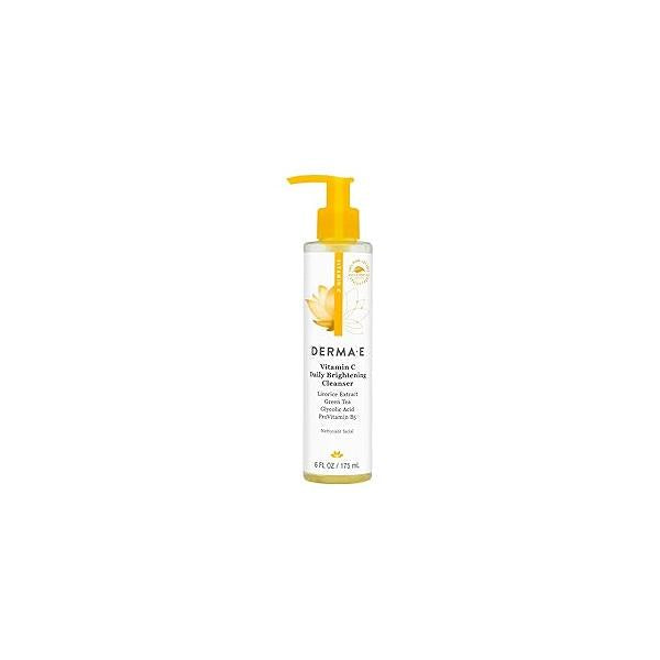 Derma E Vitamin C Cleanser - Daily Brightening & Hydrating Face Wash to Even Out Skin Tone - Moisturizing for a Radiant Glow, 6 fl oz