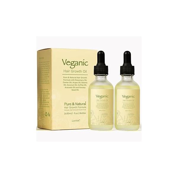Veganic Natural Hair Growth Oil, Vegnaic Oil for 30ml x 2pcs.