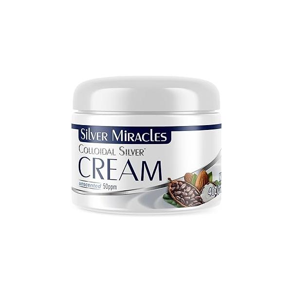 Silver Miracles Colloidal Cream - 4oz Skin Healing Scent And Dye Free Moisturizes Dry Made With 99.999% Pure