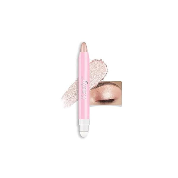 Kaely 2in1 Cream Eye Shadow Brightener Sticks for Eyes, Pencil Eyeshadow Applicator Stick Waterproof Pigmented, Palette Highlighter Makeup, sombras para ojos, 17 Champagne Shimmer