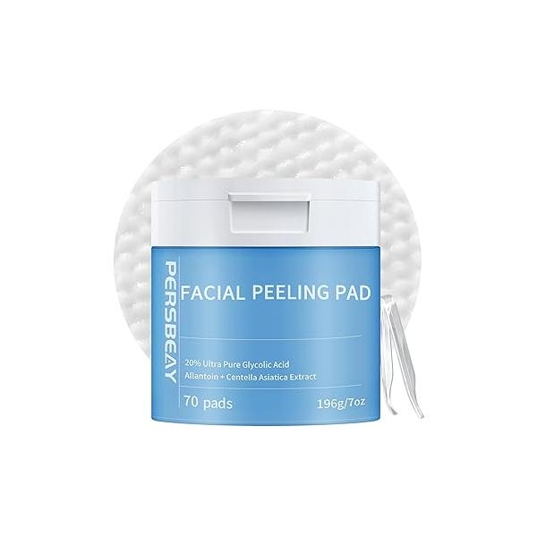 Glycolic Acid Pads, Exfoliating Toner Pads for Facial Radiance, Dual Action Gentle Face Pad Deep Cleaning Effect |Peels & Daily Skin Renewal |Salicylic Vitamins B3 |70 Count