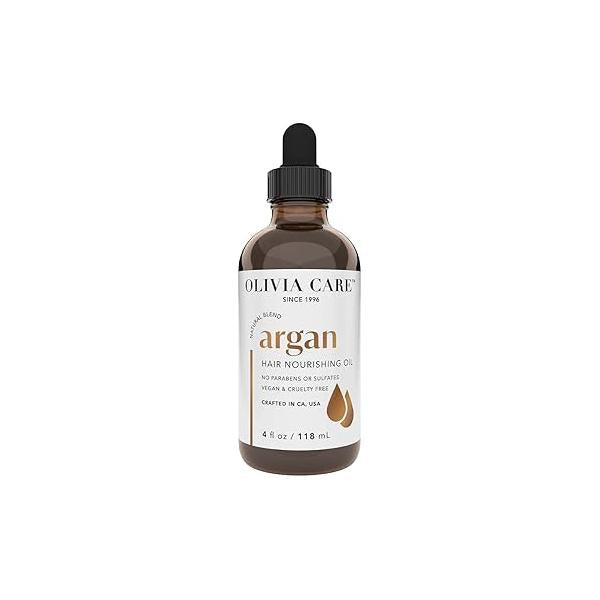 Olivia Care Hair Oil Made With Natural Plant-Based Ingredients - Provides Hydration, Smoothness & Moisture Clean Simple Treatment to Support Strengthen 4 FL OZ (Argan)