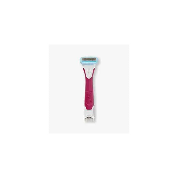 Schick Hydro Silk TrimStyle Razor with Bikini Trimmer for Women | 2-in-1 and Womens Pubic Hair, Includes 1 Waterproof Handle, Refill & AAA Battery