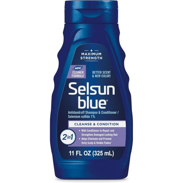 Selsun Blue 2-in-1 Antidandruff Shampoo & Conditioner, Maximum Strength Treatment With Selenium Sulfide, 11 fl. oz.
