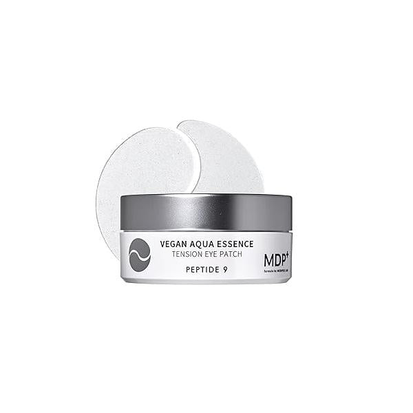 MDP+ PEPTIDE 9 VEGAN AQUA ESSENCE TENSION EYE PATCH, Niacinamide, eye mask 3.38 oz/1.6gx60ea,Hyaluronic Acid, Wrinkle Care, Under Eye Mask, Puffy Eyes, Hydrating Treatment