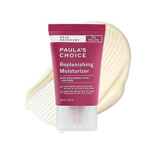Paula's Choice SKIN RECOVERY Replenishing Facial Moisturizer Cream with Hyaluronic Acid, Soothes Redness & Sensitive Skin Prone to Rosacea Eczema, Paraben-Free Fragrance-Free, 2 Fl Oz