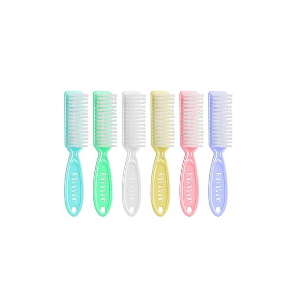 HOFASON 6 Pack Nail Brush for Cleaning Fingernails, Handle Grip and Toenail Foot, Dust Manicure Pedicure Tools Scrubbing Women Men Home Salon (Macaron)