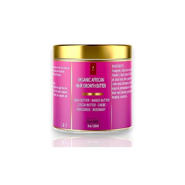 Chebe Hair Growth and Thickening Butter - Ayurvedic Deep Conditioner with Shea, Cocoa, Mango Butter, Fenugreek, Rosemary for All Types, 8 oz