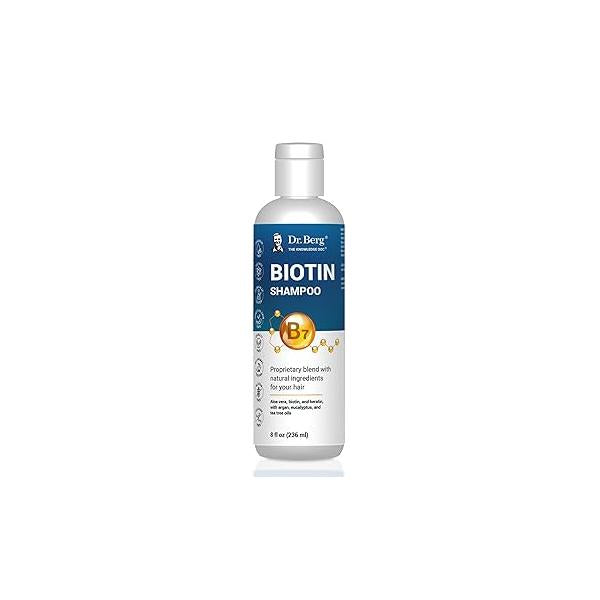 Dr. Berg Biotin Shampoo for Men & Women (Improved High-Performance Formula) - Independently Tested Certified Paraben- Sulfate- Silicone-Free Infused w/Biotin, Argan Oil Botanicals 8 Fl oz