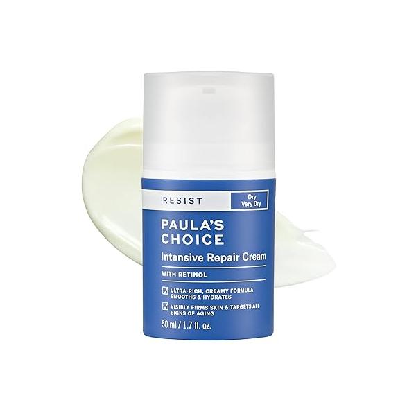 Paula's Choice RESIST Intensive Repair Cream with Retinol, Hyaluronic Acid & Jojoba, Concentrated Anti-Aging Moisturizer for Dry, Chapped Skin, 1.7 Ounce