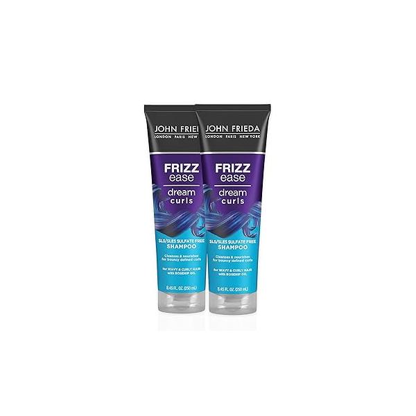 John Frieda Anti Frizz, Frizz Ease Dream Curls Shampoo, SLS/SLES Sulfate Free Shampoo for Curly Hair, Helps Control with Curl Enhancing Technology, 8.45 Fl Oz, Pack of 2