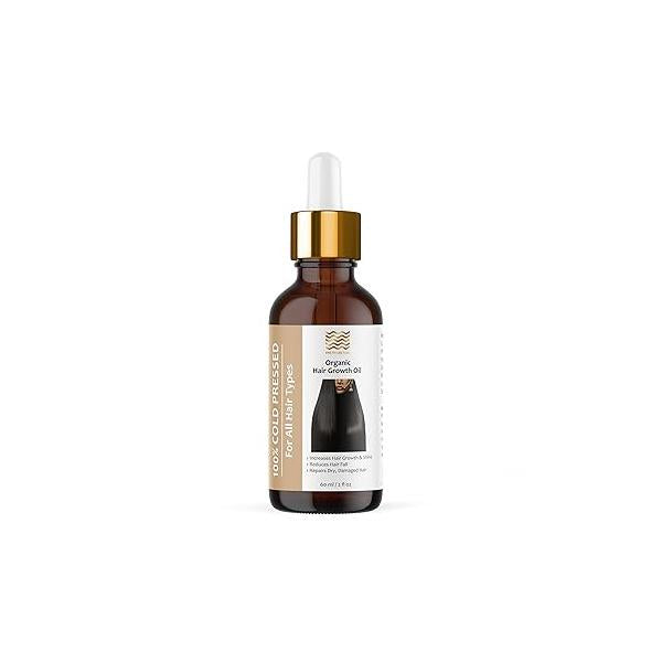 Organic Hair Growth Oil, 100% Cold Pressed Organic, Traditional Scalp & Massage, Thickness Shine Repair for Damage Thin Hair,Amla Blackseed Olive Castor Coconut Rosemary 2 oz