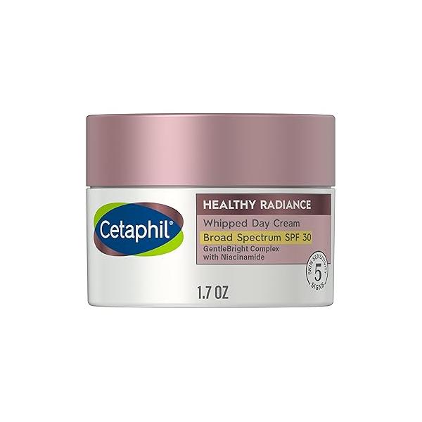Cetaphil Face Day Cream, Healthy Radiance Whipped Cream w/SPF 30, Visibly Reduces Look of Dark Spots, Brightening Lotion, Designed for Sensitive Skin, Hypoallergenic, Fragrance Free, 1.7oz