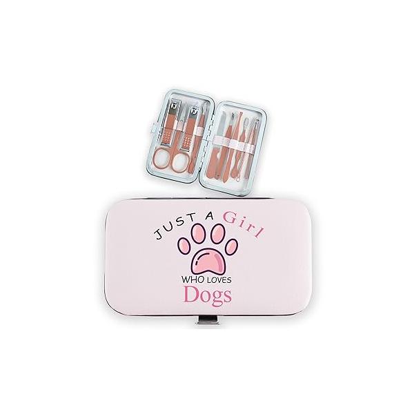 Gifts for Dog Lovers Girls 10pcs Tools Women Travel Manicure Pedicure Grooming Set Rose Gold Just A Girl Who Loves Dogs Birthday Christmas Thanksgiving Sister Daughter Granddaughter Friends