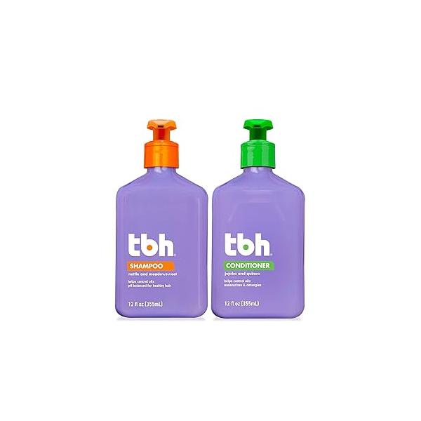 TBH Teen and Kids Shampoo Conditioner Set - for Oily Hair Sulfate, Paraben Free 12 oz (2 Pack)