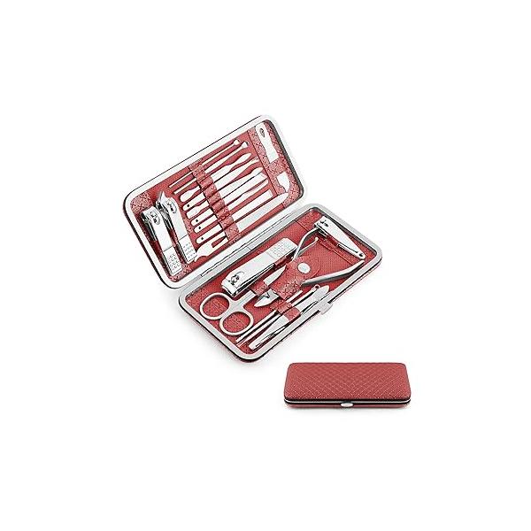 Manicure Set - HEMOUR 19 in 1 Stainless Steel Set, Professional Beauty Nail Care Leather Case, Great Gift For Men And Women