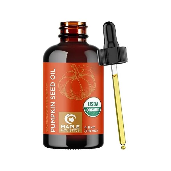 USDA Organic Pumpkin Seed Oil - 100% Pure for Hair Growth Dry Skin and Anti Aging Face Damaged Virgin Cold Pressed & Unrefined (4oz)