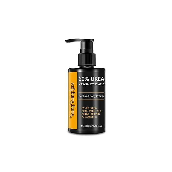 Fragrance Free 60% Urea Cream plus 2% Salicylic Acid, for Dry Cracked Hands Knees Feet Heels, Repair Unscented Foot Dead Skin, Lotion Moisturizing and Softening 6.76 OZ
