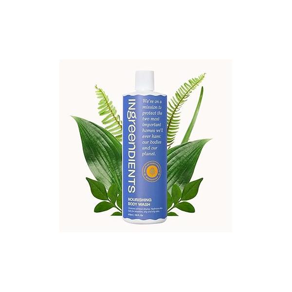 Non Toxic and Vegan Body Wash With Organic Ingredients - Moisturizing For Dry Sensitive Skin, Natural Organic, Paraben Free, Cruelty Gluten Sulfate Free (16 FL. OZ)