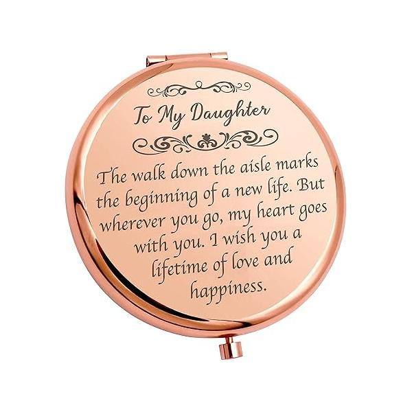 Ming Heng Daughter Wedding Gifts from Mom and Dad, Compact Rose Gold Makeup Mirrors Bridal on The Day, Souvenirs Girls'