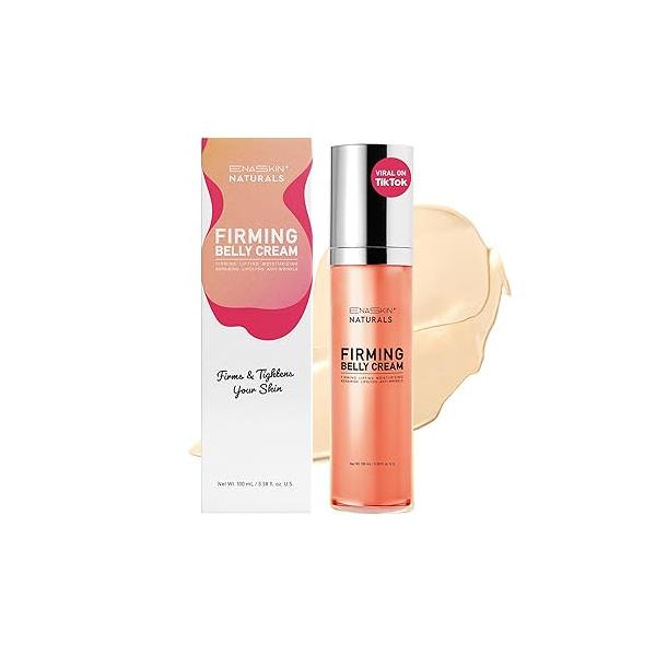 Enaskin Naturals Belly Firming Cream: B Flat Skin Tightening, Cellulite & Stretch Mark Reduction Cream for Stomach, Thighs and Booty - Hydrating Body Lotion Women Men, 3.38 Fl. Oz