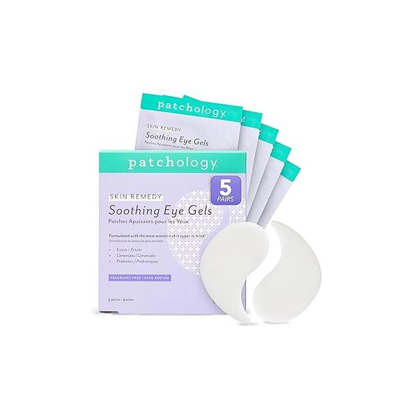 Patchology Skin Remedy Soothing Eye Gels - Ultra-Soft Hydrogel Undereye Masks with Ectoin, Ceramides & Botanical Blend Hydrate, Revive Refresh Puffy Tired Eyes For All Types (5 Pack)