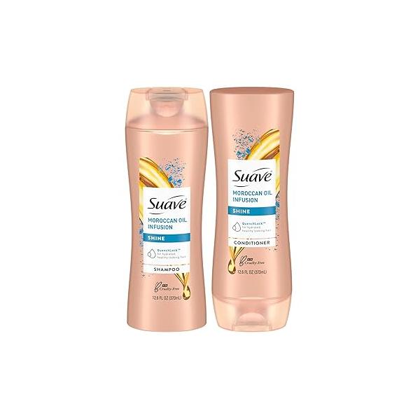 Suave Moroccan Oil Infusion Shampoo & Conditioner Set - Argan for Damaged, Dry Hair, Shine Healthy Locks, 12.6 Oz (2 Pieces)